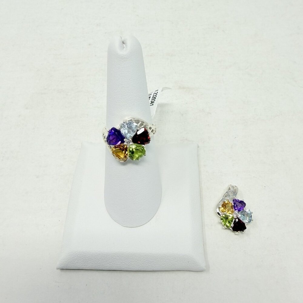 Shop‎ LC Multi Gemstone Pendant without Chain and Ring Set Sterling Silver 5312